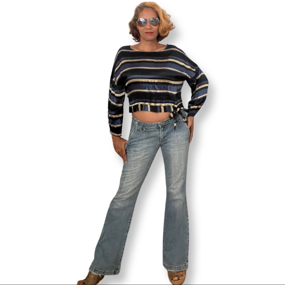 Vintage Zara Basic Collection Stripe Multicolor S… - image 7